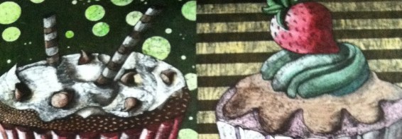 Cupcake Sgraffito cupcake toppers detail